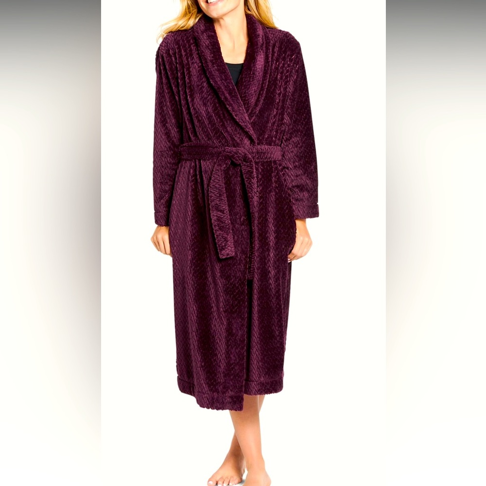 Jockey velour quilted robe plum - NWT
